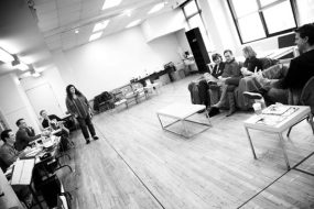 NEXT FALL - Rehearsal - Chuck Means, Geoffrey Nauffts, Joe Langworth, Sheryl Kaller, Connie Ray, Cotter Smith, Maddie Corman, Patrick Heusinger