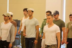 SOUTH PACIFIC - Rehearsal - Joe Langworth (right), Christopher Gattelli (left) and company